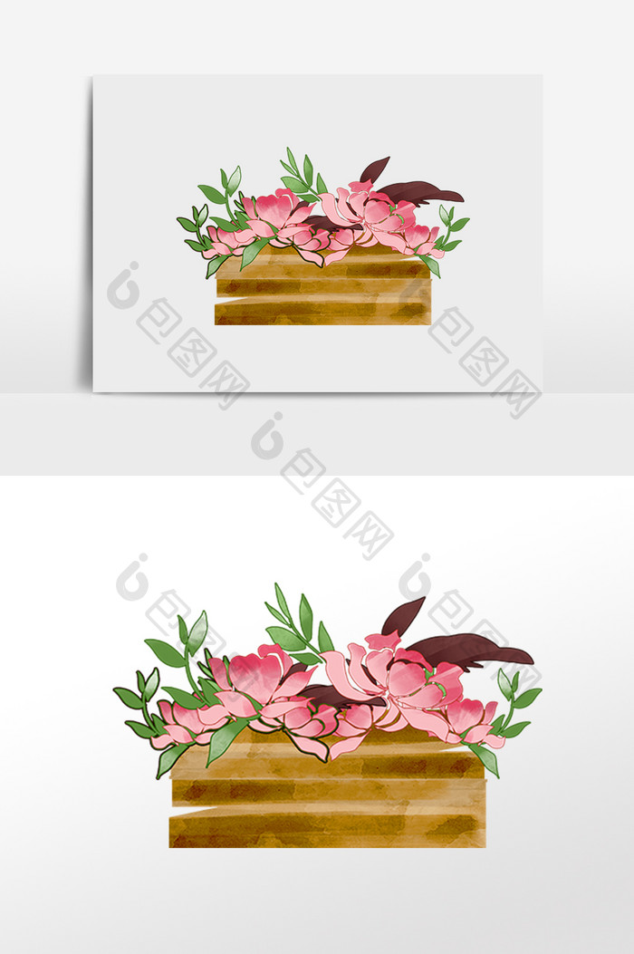 水彩植物花朵花卉木板框