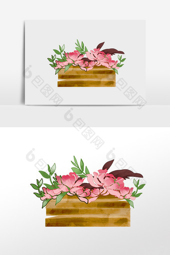 水彩植物花朵花卉木板框图片