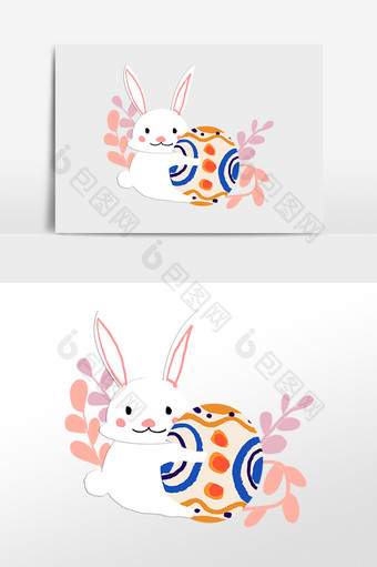 复活节白色兔子彩蛋图片