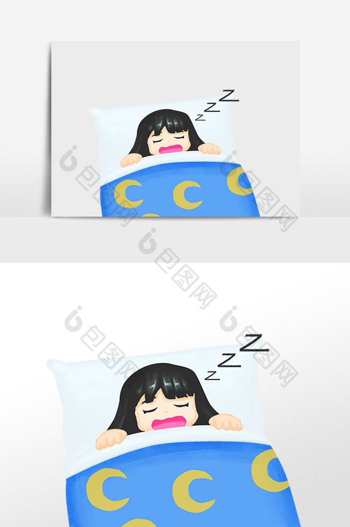 卡通暑假睡懒觉女孩模板 包图网