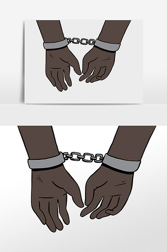 卡通手绘戴手铐犯人