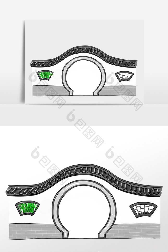 古代院墙拱门圆门图片图片