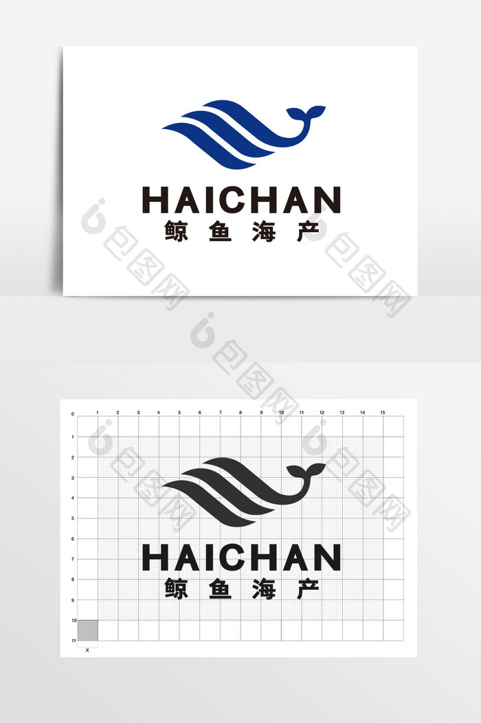 海鲜鲸鱼海产牧渔鱼塘LOGO标志VI