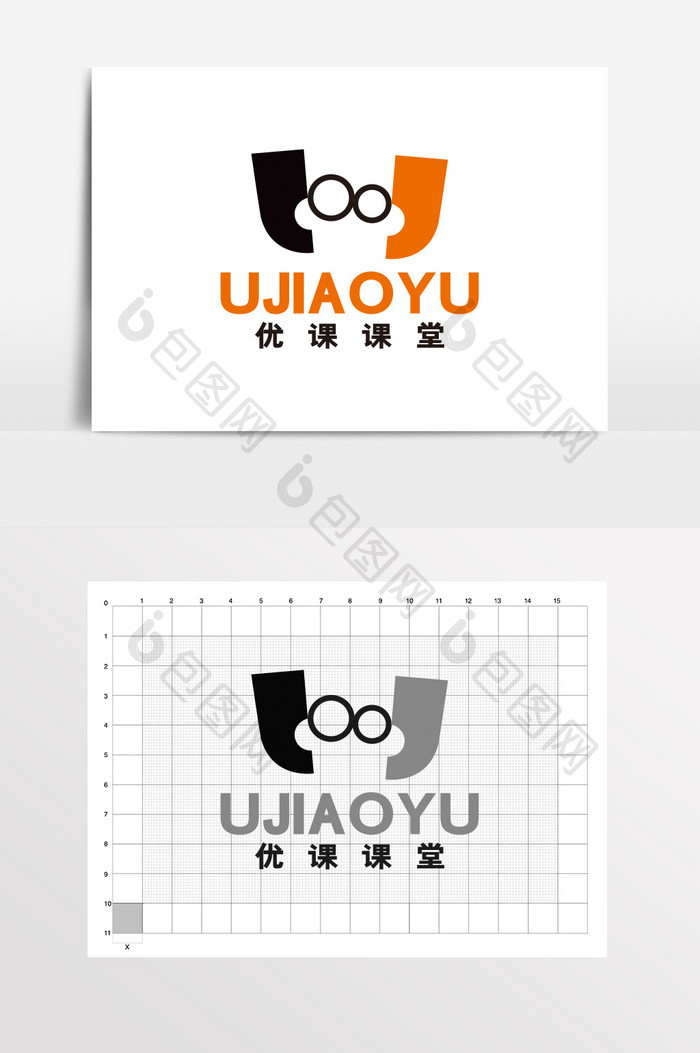 在线教育辅导教育U眼镜logo标志VI