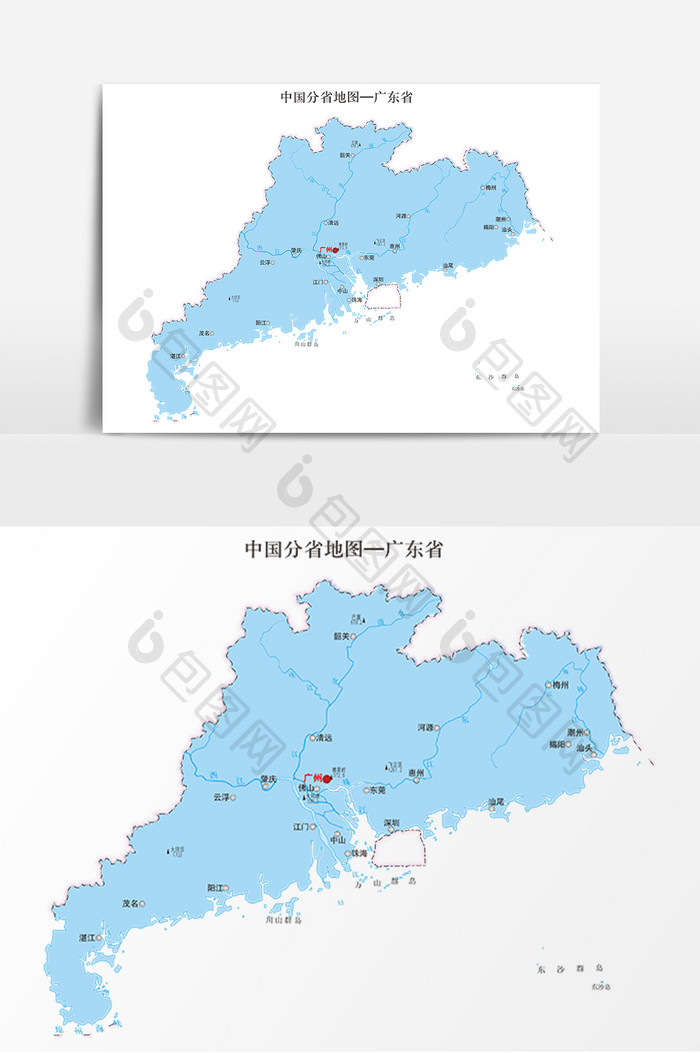 中国地图省份地标图案广东省地图