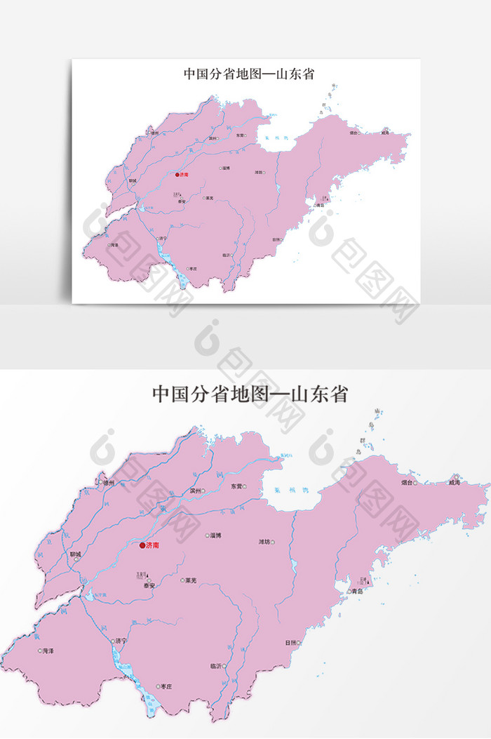 中国地图省份地标图案山东省地图