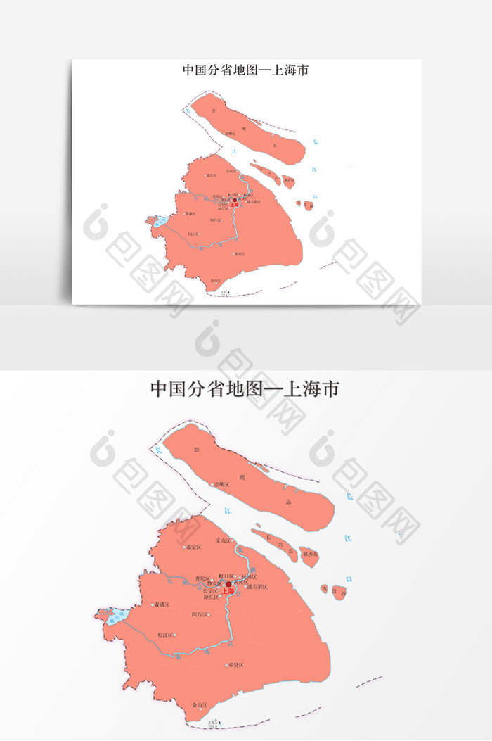 中国地图省份地标图案上海市地图