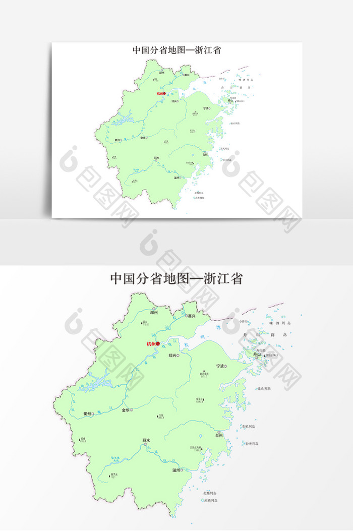中国地图省份地标图案浙江省地图