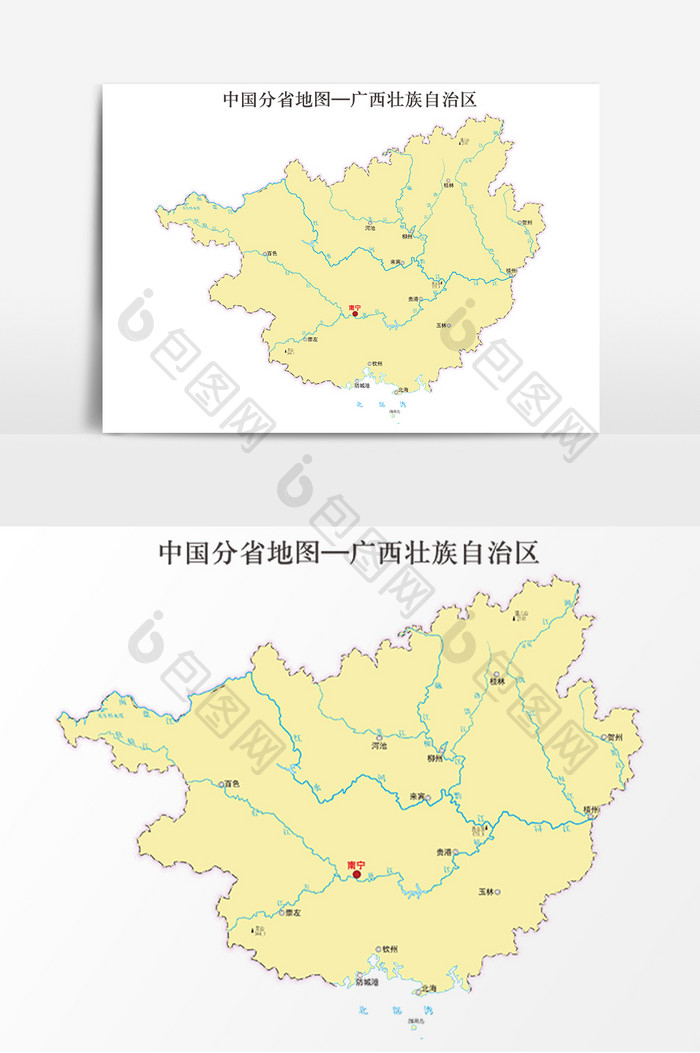 中国地图省份地标图案广西壮族自治区地图