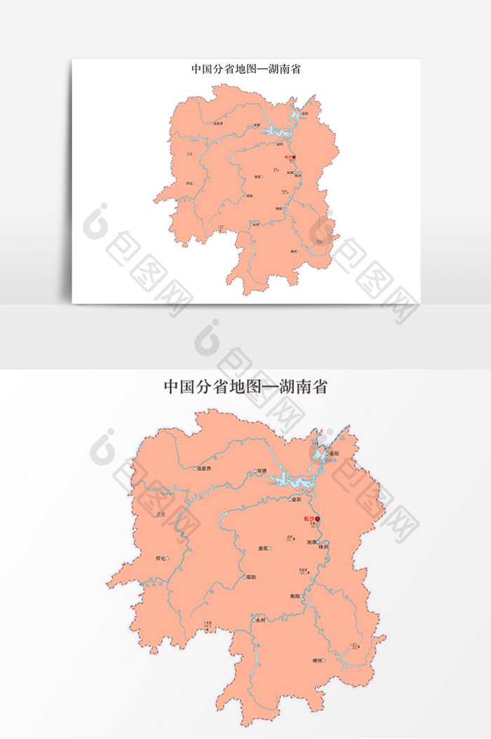 中国地图省份地标图案湖南省地图