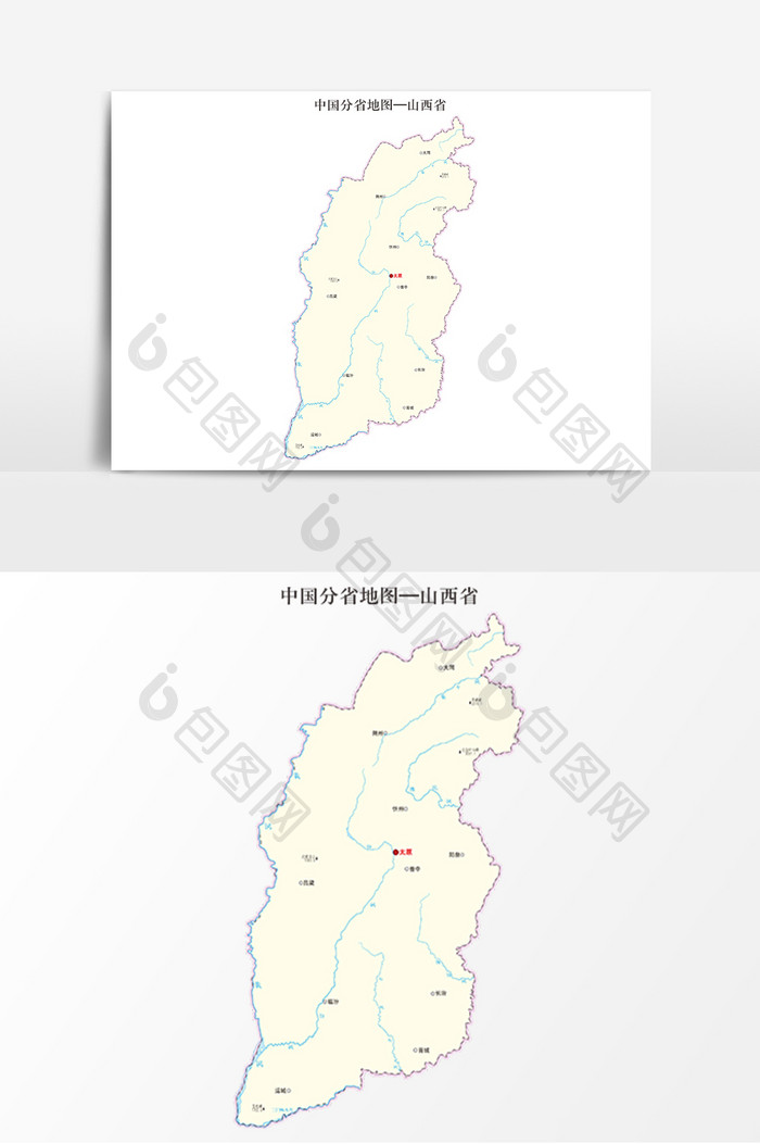 中国地图省份地标图案山西省地图