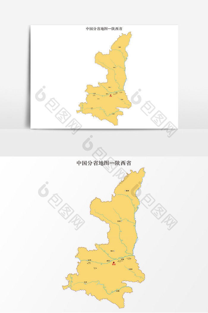 中国地图省份地标图案陕西省地图