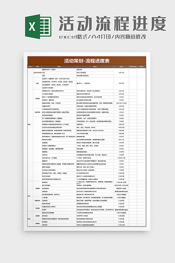 活动策划流程进度表excel模板图片