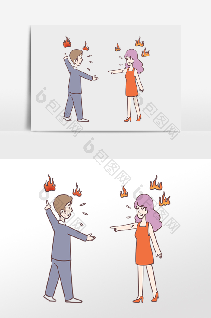 手绘夫妻感情破裂离婚率飙升图片