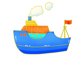 童书卡通轮船元素