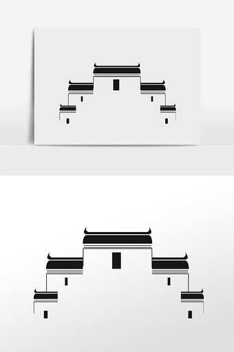 手绘徽派建筑图片