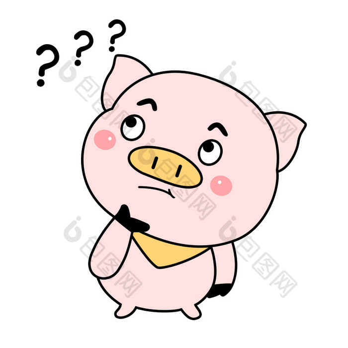 粉色可爱元气卡通动物猪猪疑问GIF图
