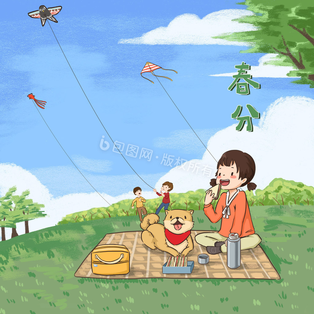春分放风筝的小男孩矢量图图片素材免费下载 - 觅知网
