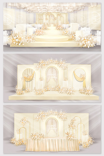 新中式浅香槟蛋糕婚礼效果图图片