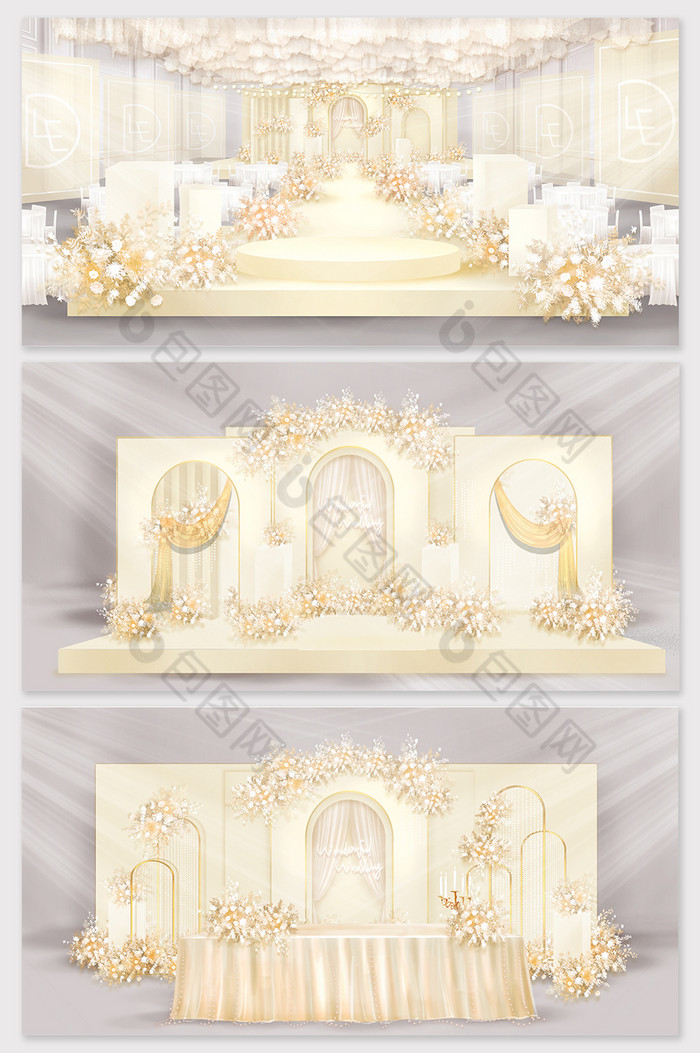新中式浅香槟蛋糕婚礼效果图图片图片
