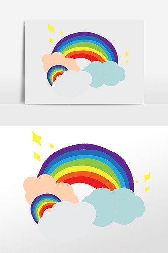 卡通手绘七彩彩虹