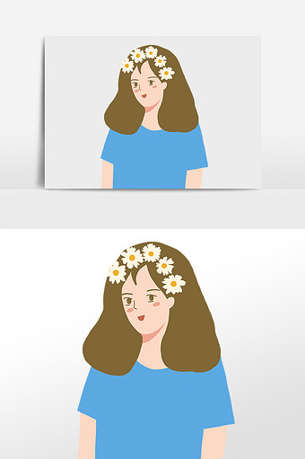 头戴鲜花花环女孩