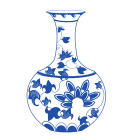 古代青花瓷花瓶摆件图片