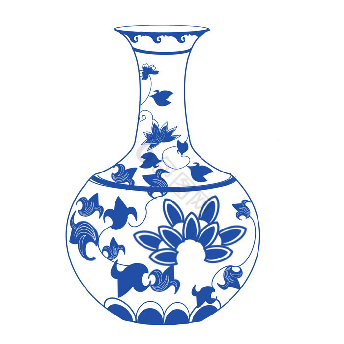 古代青花瓷花瓶摆件图片