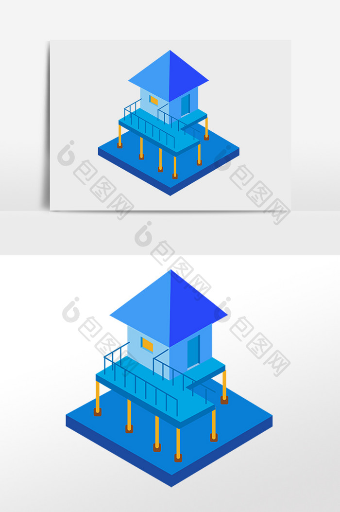 2.5D立体海边建筑