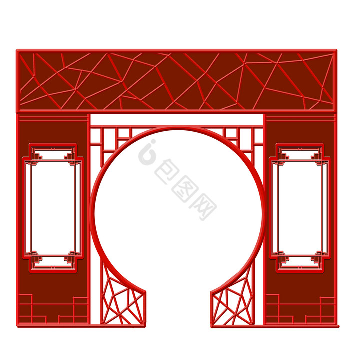 中式拱门圆门图片