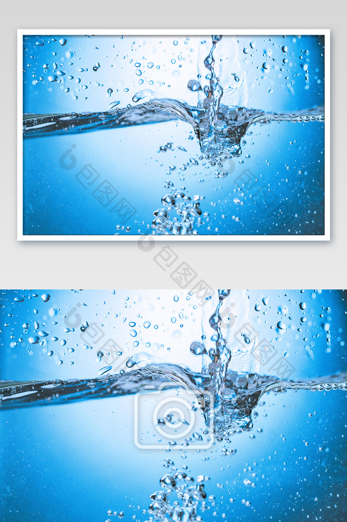 溅起的蓝色水花摄影图图片图片