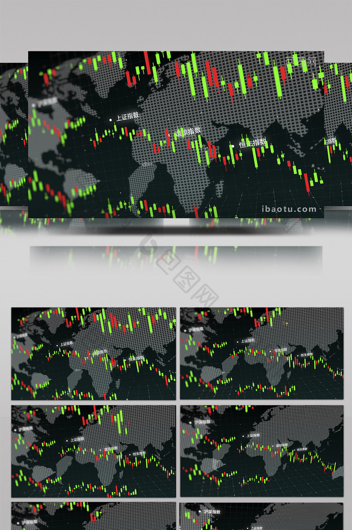 股票市场四大指数集体暴跌背景视频