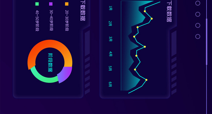 紫色大气简洁科技立体感数据大屏可视化界面