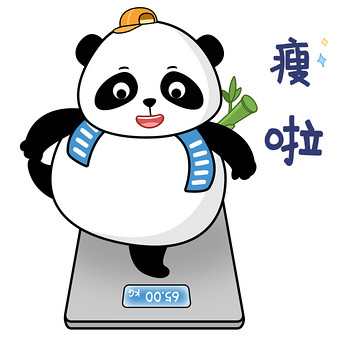 简约可爱卡通动物熊猫称重表情包gif图