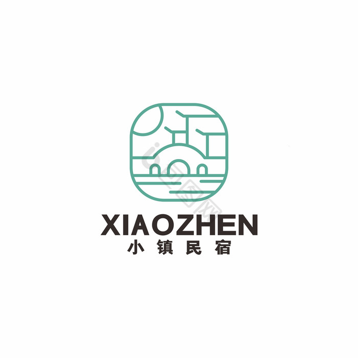 小镇民宿小桥流水人家logo标志vi图片