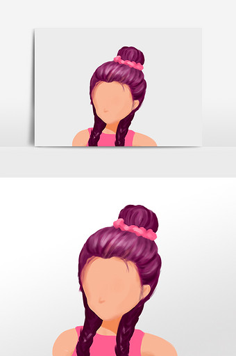 卡通手绘女孩假发