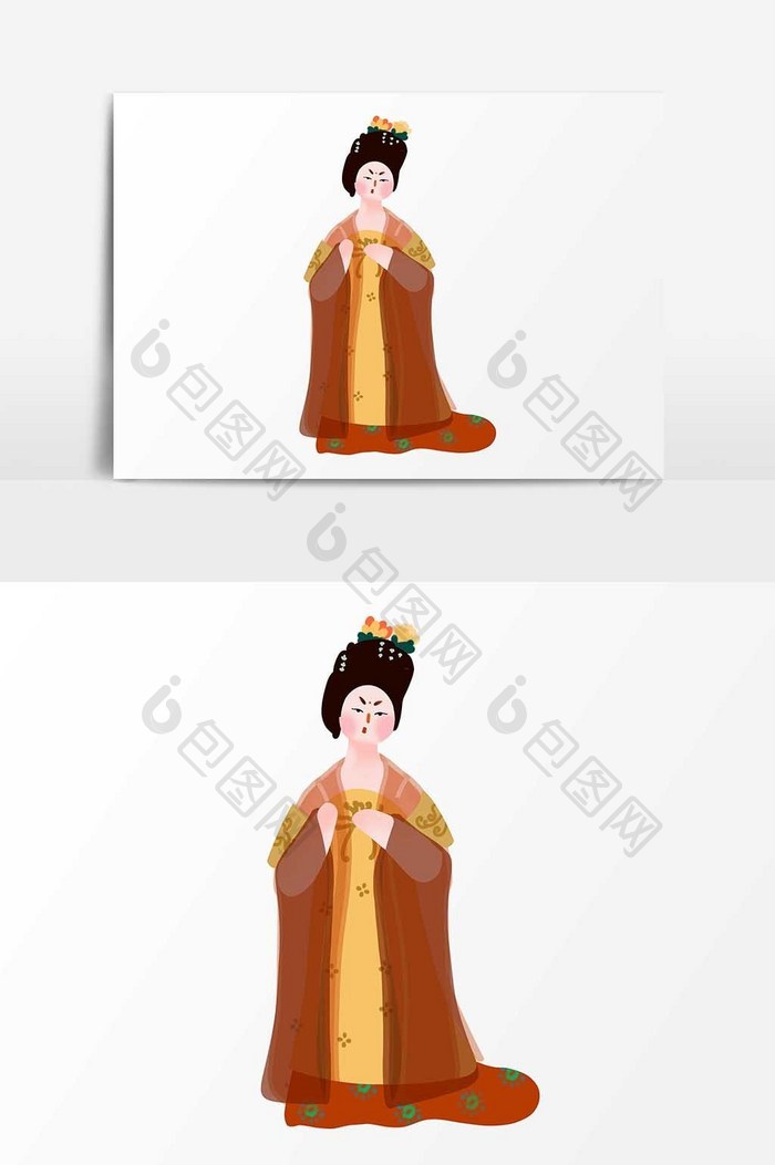 中国风历代名画人物簪花仕女图唐宫汉服元素