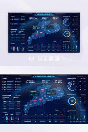 深色科技风数据可视化UI网页界面