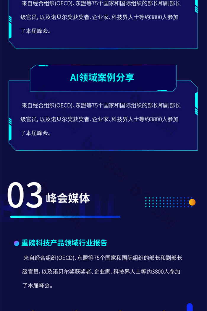 手绘人工智能科技峰会详情页长图