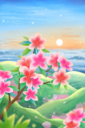 妙笔生花春天杜鹃花插画