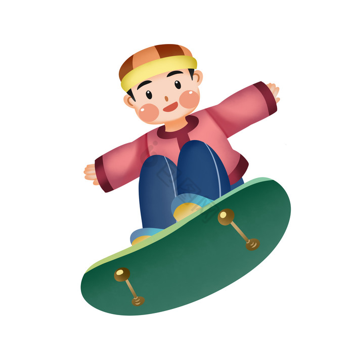 滑滑板男孩图片