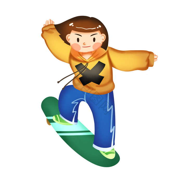 滑滑板小女孩图片