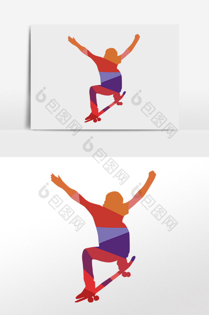 滑滑板人物剪影图片图片