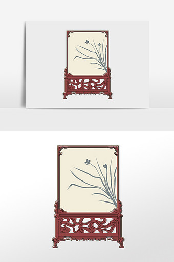 古风花纹屏风门口隔断