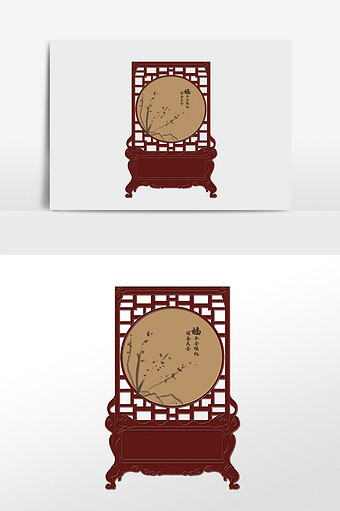 中国风古风屏风门口隔断