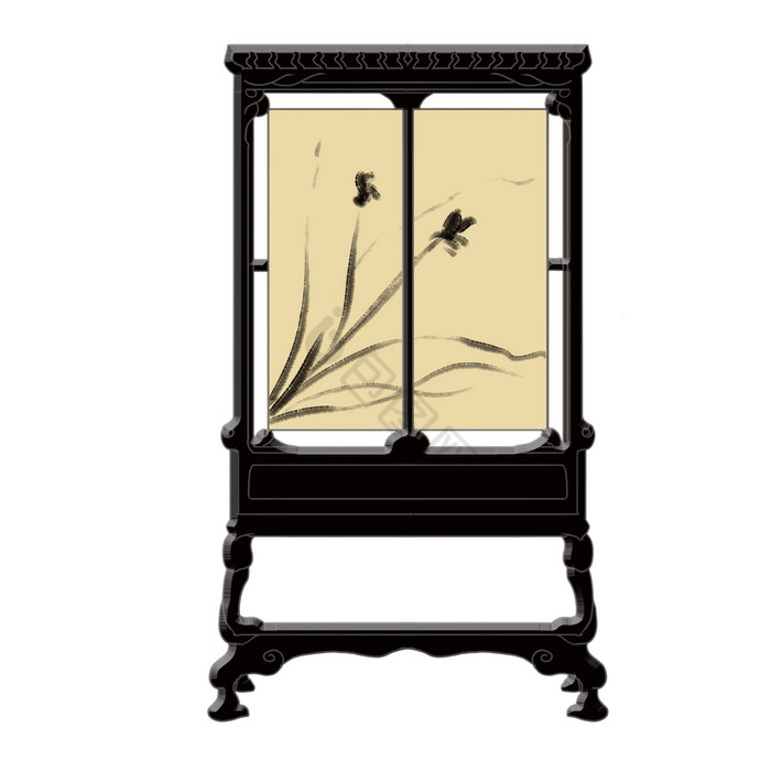 背景墙新中式古风屏风画框水墨荷花远山云雾背景墙新中式水墨手绘荷花