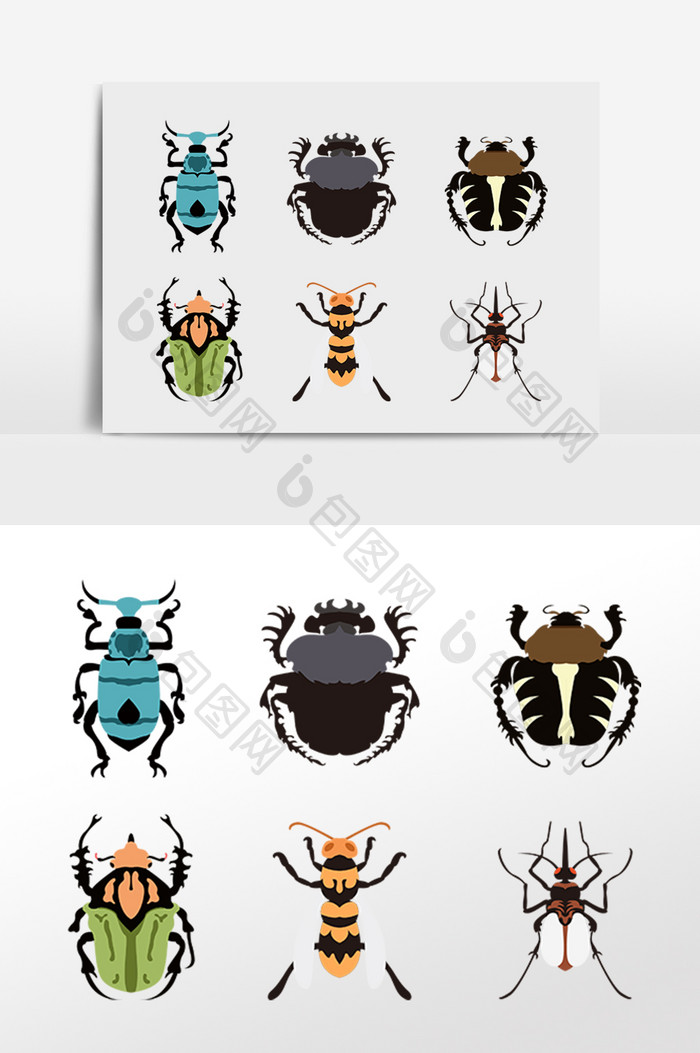 卡通手绘昆虫甲虫虫子