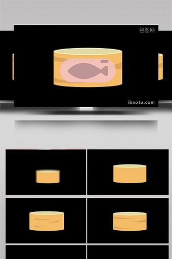 简约可爱扁平画风食品类鱼罐头mg动画图片