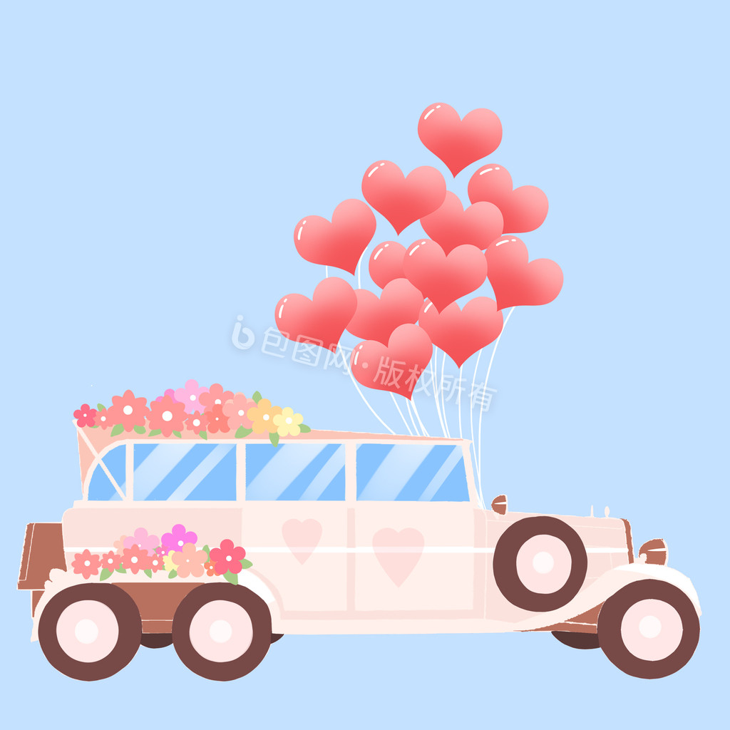 浪漫婚礼婚车车队动图GIF图片
