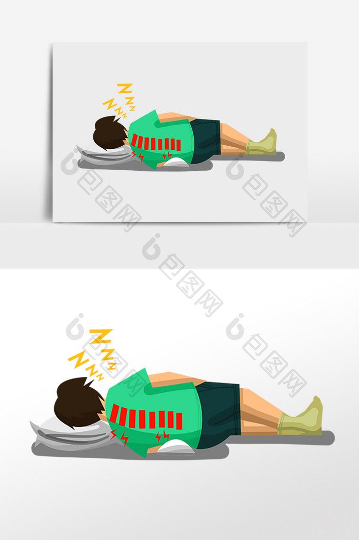 卡通手绘男孩侧睡睡姿